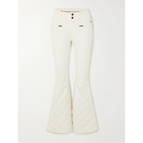 Perfect Moment 'Cordova' White Paneled Quilted Flared Ski Pants Size XS